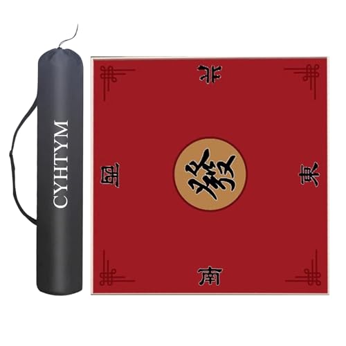 CYHTYM Chinesisches Mahjong-Tischset, rutschfeste, geräuschreduzierende Tischdecke, für Pokerkarten, Brettspiele und Legespiele(Red-1,70CM/27.5") von CYHTYM