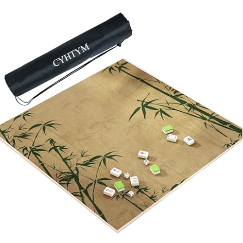 CYHTYM Dicke, geräuschreduzierende Mahjong-Matte mit Bambusmuster, rutschfeste Gummiunterlage(Brown2,70CM/27.5") von CYHTYM