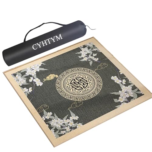 CYHTYM Dicke, rutschfeste Mahjong-Matte im chinesischen Stil, Wird mit Einer schwarzen Aufbewahrungstasche geliefert, Faltbare Tischmatte(Blackish Green,140cm/55.1") von CYHTYM