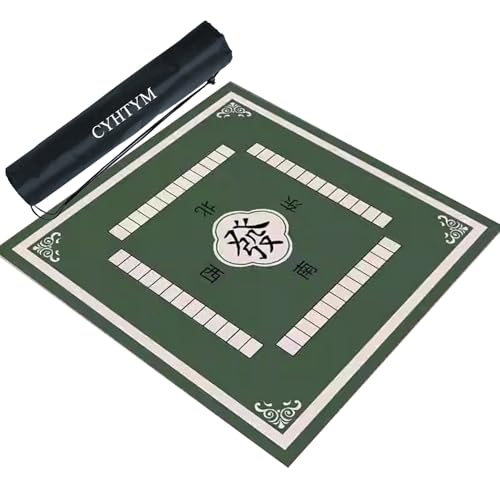 CYHTYM Dicke, rutschfeste und geräuschreduzierende Mahjong-Tischmatte, Schwarze Aufbewahrungstasche mit Kordelzug(Green,60CM/23.6") von CYHTYM