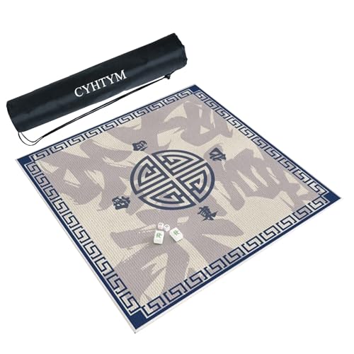 CYHTYM Dicke Mahjong-Matte im chinesischen Stil, Wird mit Einer um den Rand gewickelten Tischmatte geliefert(60CM/23.6") von CYHTYM
