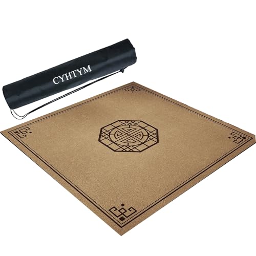 CYHTYM Dicke Mahjong-Matte im chinesischen Stil mit Aufbewahrungstasche, zuschneidbar und waschbar(Brown,140cm/55.1") von CYHTYM