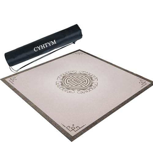 CYHTYM Dicke Mahjong-Matte im chinesischen Stil mit Aufbewahrungstasche, zuschneidbar und waschbar(Gray,140cm/55.1") von CYHTYM