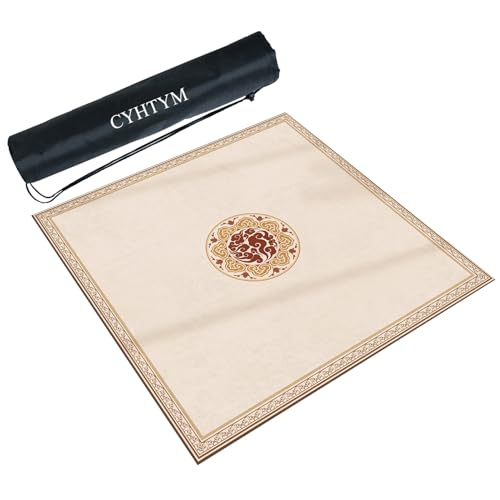 CYHTYM Dicke und weiche Mahjong-Matte im neuen chinesischen Stil, leise und geräuschreduzierende große Tischmatte(Beige1,100CM/39.3") von CYHTYM