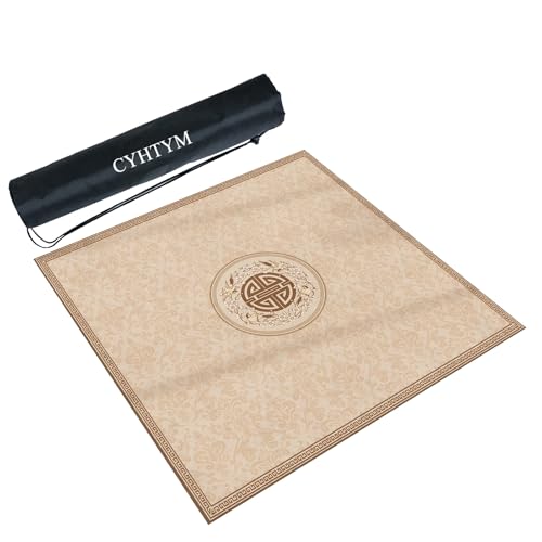 CYHTYM Dicke und weiche Mahjong-Matte im neuen chinesischen Stil, leise und geräuschreduzierende große Tischmatte(Beige3,90CM/35.4") von CYHTYM