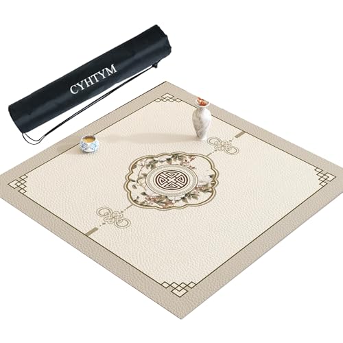CYHTYM Dickes und weiches Mahjong-Tischset mit schwarzer Aufbewahrungstasche mit Kordelzug(Gray1,95cm/37.4") von CYHTYM