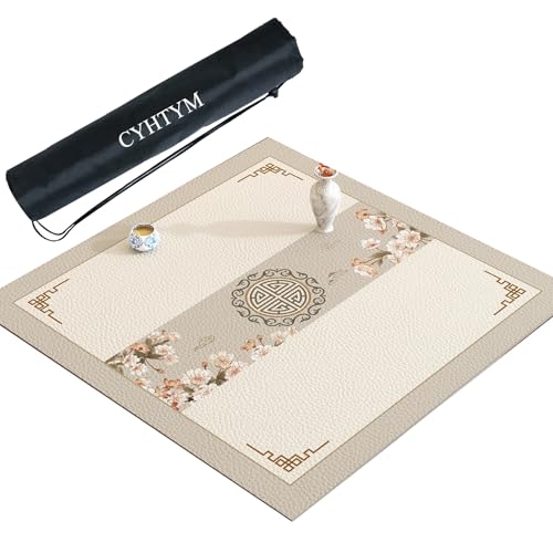 CYHTYM Dickes und weiches Mahjong-Tischset mit schwarzer Aufbewahrungstasche mit Kordelzug(Gray2,95cm/37.4") von CYHTYM