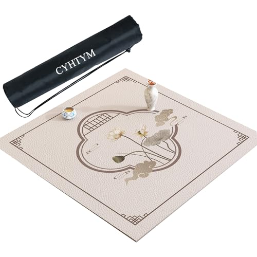 CYHTYM Dickes und weiches Mahjong-Tischset mit schwarzer Aufbewahrungstasche mit Kordelzug(Gray3,120cm/47.2") von CYHTYM