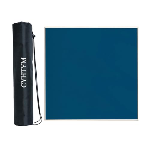 CYHTYM Einfarbige, quadratische, rutschfeste Mahjong-Tischmatte, isolierende und geräuschreduzierende Tischunterlage, für Poker und Brettspiele(Blue,85cm/33.4") von CYHTYM
