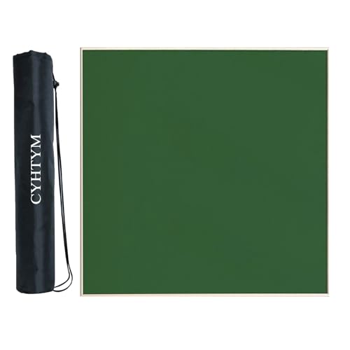 CYHTYM Einfarbige, quadratische, rutschfeste Mahjong-Tischmatte, isolierende und geräuschreduzierende Tischunterlage, für Poker und Brettspiele(Green-1,85cm/33.4") von CYHTYM