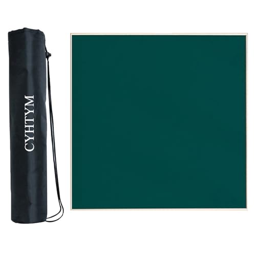 CYHTYM Einfarbige, quadratische, rutschfeste Mahjong-Tischmatte, isolierende und geräuschreduzierende Tischunterlage, für Poker und Brettspiele(Green-2,70CM/27.5") von CYHTYM