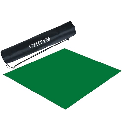 CYHTYM Einfarbiges, geräuscharmes, rutschfestes Mahjong-Pad mit Gummiunterseite, Schwarze Aufbewahrungstasche mit Kordelzug, Schreibtischunterlage für zu Hause(Green1,95cm/37.4") von CYHTYM