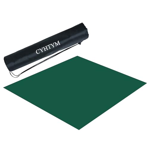 CYHTYM Einfarbiges, geräuscharmes, rutschfestes Mahjong-Pad mit Gummiunterseite, Schwarze Aufbewahrungstasche mit Kordelzug, Schreibtischunterlage für zu Hause(Green2,140cm/55.1") von CYHTYM