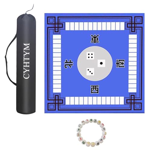 CYHTYM Geräuschreduzierende, rutschfeste Mahjong-Matte für den Tisch, 23,6"-55,1" quadratische Tischmatte mit Kordelzugbeutel(Blue-2,120cm/47.2") von CYHTYM