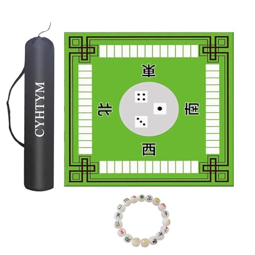 CYHTYM Geräuschreduzierende, rutschfeste Mahjong-Matte für den Tisch, 23,6"-55,1" quadratische Tischmatte mit Kordelzugbeutel(Green-1,85cm/33.4") von CYHTYM