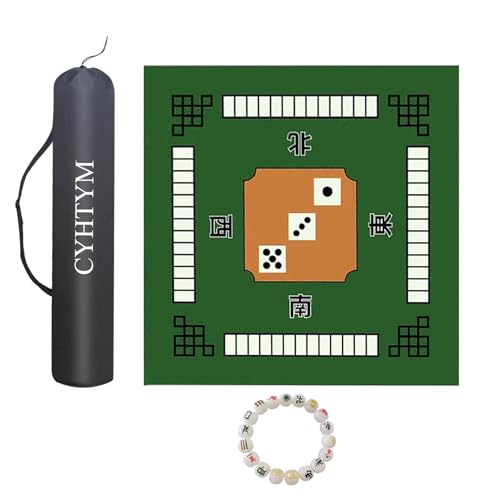CYHTYM Geräuschreduzierende, rutschfeste Mahjong-Matte für den Tisch, 23,6"-55,1" quadratische Tischmatte mit Kordelzugbeutel(Green-2,140cm/55.1") von CYHTYM