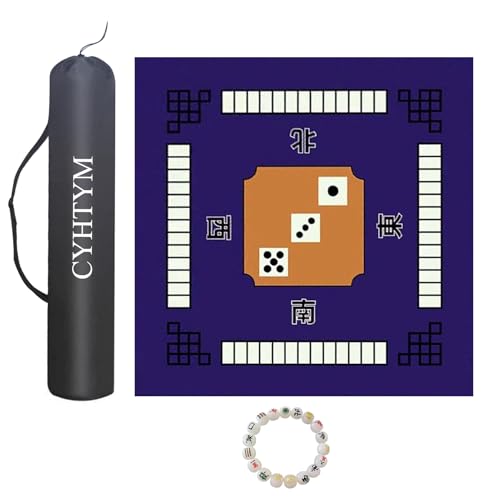 CYHTYM Geräuschreduzierende, rutschfeste Mahjong-Matte für den Tisch, 23,6"-55,1" quadratische Tischmatte mit Kordelzugbeutel(Purple,140cm/55.1") von CYHTYM