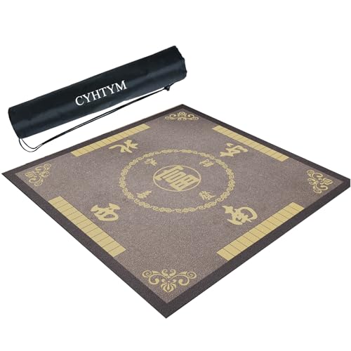 CYHTYM Geräuschreduzierende und rutschfeste Mahjong-Matte, zuschneidbare Tischmatte mit Aufbewahrungstasche(Gray1,140cm/55.1") von CYHTYM