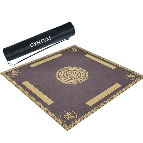 CYHTYM Geräuschreduzierende und rutschfeste Mahjong-Matte, zuschneidbare Tischmatte mit Aufbewahrungstasche(Gray2,140cm/55.1") von CYHTYM