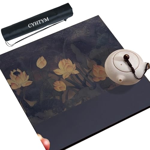 CYHTYM Große, Dicke Mahjong-Matte mit Lotusmuster, geeignet für Poker, Spielkarten und Schachbretter(Purple1,85cm/33.4") von CYHTYM