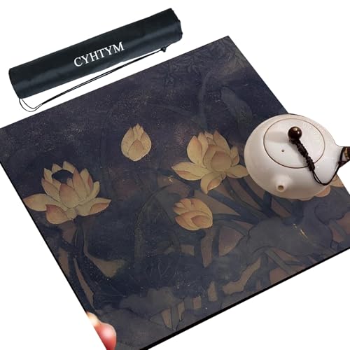 CYHTYM Große, Dicke Mahjong-Matte mit Lotusmuster, geeignet für Poker, Spielkarten und Schachbretter(Purple2,100CM/39.3") von CYHTYM