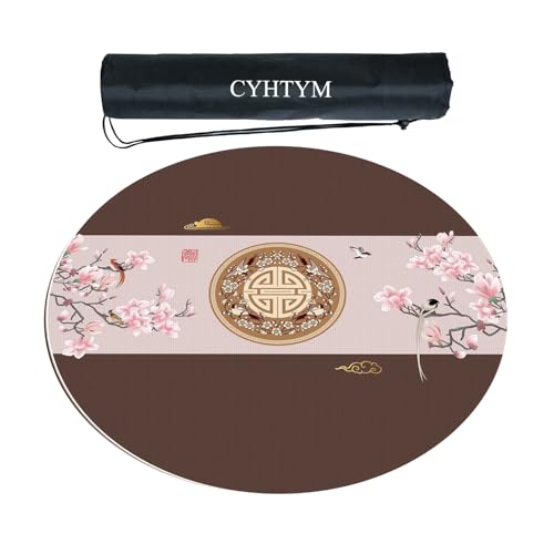 CYHTYM Große, runde Mahjong-Matte, rutschfest und geräuschreduzierend, Dicke Tischmatte im neuen chinesischen Stil(60CM/23.6") von CYHTYM