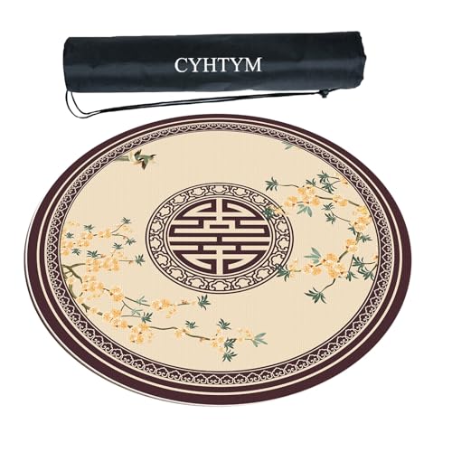 CYHTYM Große, verdickte, geräuschreduzierende, runde Mahjong-Matte mit Aufbewahrungstasche, rutschfestem Gummi(60CM/23.6") von CYHTYM