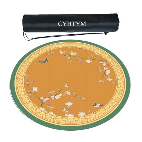 CYHTYM Große Mahjong-Matte, kreisförmiges, verdicktes Tischkissen, rutschfest und geräuschreduzierend(60CM/23.6") von CYHTYM