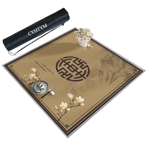 CYHTYM Große Mahjong-Matte mit Gummirückseite, Dicke, stumme Mahjong-Tischmatte(Brown,85cm/33.4") von CYHTYM