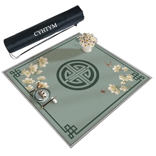 CYHTYM Große Mahjong-Matte mit Gummirückseite, Dicke, stumme Mahjong-Tischmatte(Green,90CM/35.4") von CYHTYM