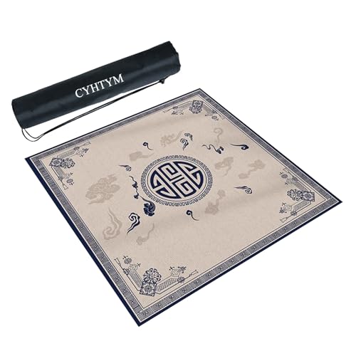 CYHTYM Große Mahjong-Matte mit Gummirückseite, rutschfeste und verschleißfeste Tischdecke, Tischdecke für Mahjong-Poker-Kartenspiele(Gray,95cm/37.4") von CYHTYM