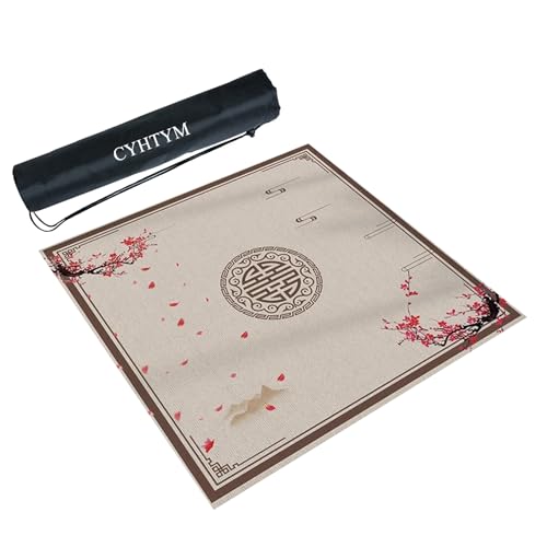 CYHTYM Große Mahjong-Matte mit Gummirückseite, weiche und rutschfeste Tischdecke, Tischdecke für Mahjong-Poker und Kachelspiel(Gray1,90CM/35.4") von CYHTYM