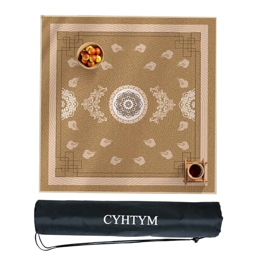 CYHTYM Große Mahjong-Matte mit Gummirückseite, weiche und rutschfeste Tischdecke, Tischmatte für Mahjong und Brettspiele(Brown,95cm/37.4") von CYHTYM