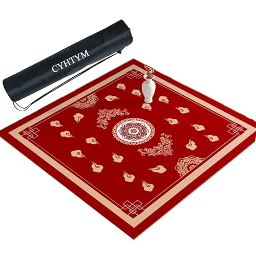 CYHTYM Große Mahjong-Matte mit Gummirückseite, weiche und rutschfeste Tischdecke, Tischmatte für Mahjong und Brettspiele(Red,70CM/27.5") von CYHTYM