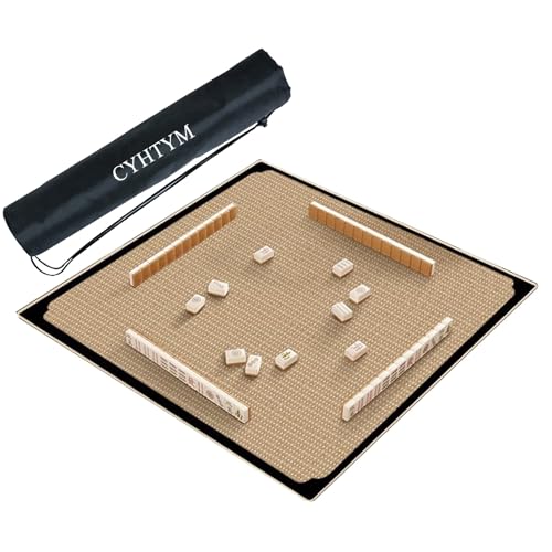 CYHTYM Große Mahjong-Matte mit schwarzer Tragetasche, Dicke rutschfeste Tischdecke, Tischmatte für Mahjong, Brettspiele(Beige2,80CM/31.5") von CYHTYM