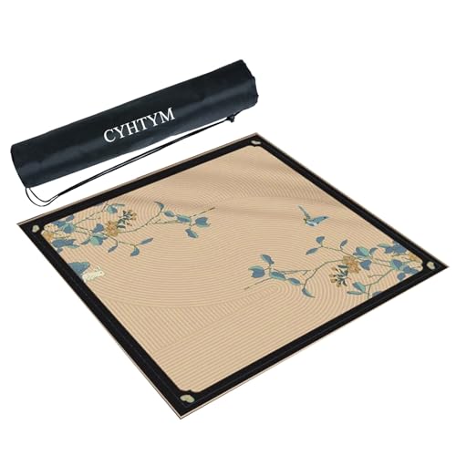 CYHTYM Große Mahjong-Matte mit schwarzer Tragetasche, Dicke rutschfeste Tischdecke, Tischmatte für Mahjong, Brettspiele(Beige4,140cm/55.1") von CYHTYM