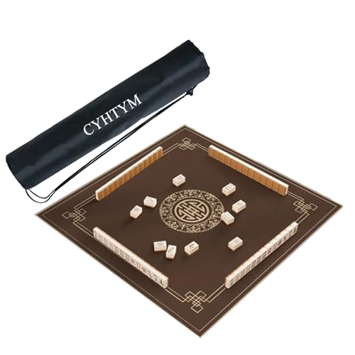 CYHTYM Große Mahjong-Matte mit schwarzer Tragetasche, Tischmatte für Mahjong Poker und Legespiel(Dark Brown,70CM/27.5") von CYHTYM