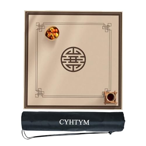CYHTYM Große Mahjong-Matte mit schwarzer Tragetasche, Tischmatte für Mahjong Poker und Legespiel(Light Brown,85cm/33.4") von CYHTYM