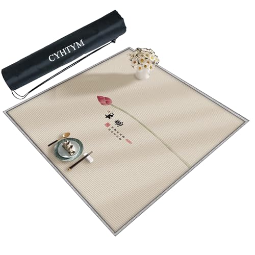 CYHTYM Große Mahjong-Matte mit schwarzer Tragetasche, weiche und rutschfeste Tischdecke, Tischmatte für Mahjong, Poker(Beige3,140cm/55.1") von CYHTYM
