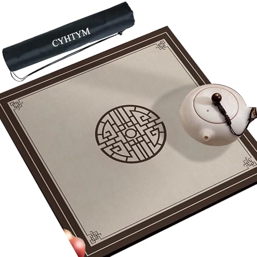 CYHTYM Große chinesische Mahjong-Matte, quadratische Tischmatte mit Wärmeisolierung, Wasseraufnahme und Geräuschreduzierung(Brown4,85cm/33.4") von CYHTYM