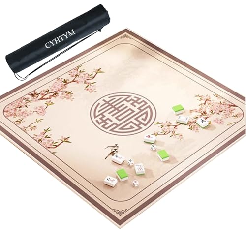 CYHTYM Große quadratische Mahjong-Matte im chinesischen Stil, Tischmatte mit Aufbewahrungstasche(140cm/55.1") von CYHTYM