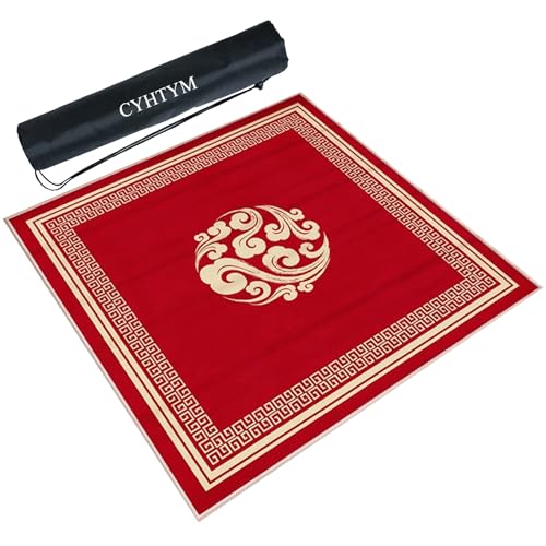 CYHTYM Große rote Mahjong-Matte, rutschfeste und geräuschreduzierende Spieltischmatte(Red2,60CM/23.6") von CYHTYM