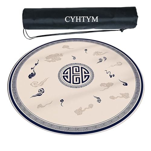 CYHTYM Große runde Mahjong-Matte, Wärmedämmung, rutschfest, geräuschreduzierende, weiche Tischmatte(60CM/23.6") von CYHTYM