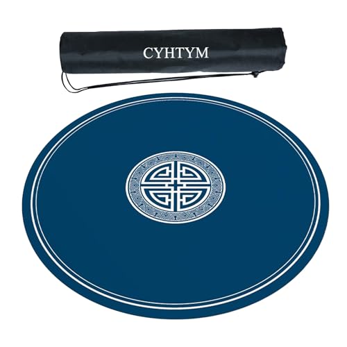 CYHTYM Große runde Mahjong-Matte, weiche Tischmatte im neuen chinesischen Stil, Geräuschreduzierung und Isolierung(Blue,90CM/35.4") von CYHTYM