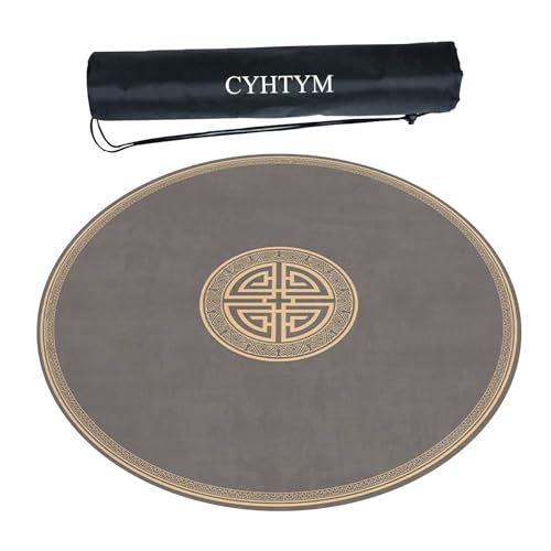 CYHTYM Große runde Mahjong-Matte, weiche Tischmatte im neuen chinesischen Stil, Geräuschreduzierung und Isolierung(Brown,140cm/55.1") von CYHTYM