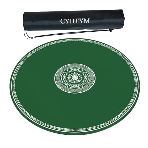 CYHTYM Große runde Mahjong-Matte, weiche Tischmatte im neuen chinesischen Stil, Geräuschreduzierung und Isolierung(Green,140cm/55.1") von CYHTYM