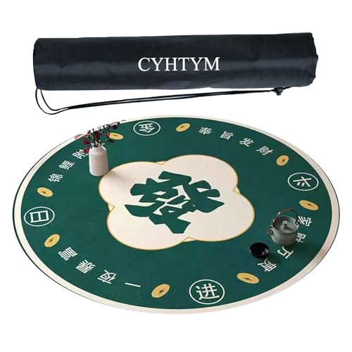 CYHTYM Große runde Mahjong-Matte mit Aufbewahrungstasche, geeignet für Poker, Schachbrett(Green,85cm/33.4") von CYHTYM