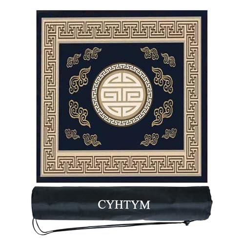 CYHTYM Große rutschfeste, geräuschreduzierende Tischmatte, Mahjong-Matte mit schwarzer Aufbewahrungstasche(60CM/23.6") von CYHTYM