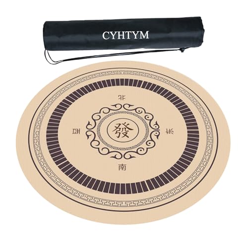 CYHTYM Großes, rundes Mahjong-Tischset, geeignet für Poker und Tischspiele(Brown,70CM/27.5") von CYHTYM