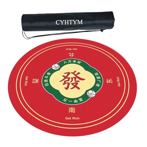 CYHTYM Großes Mahjong-Tischset, geeignet für Poker, Schachbrett und Spielkarten(Red2,120cm/47.2") von CYHTYM